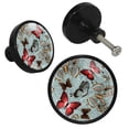 thumbnail image 2 of 4 Pcs Butterflies Print Knobs for Kitchen Cabinet Cupboard Dresser Bookcase Drawer Pulls Handles Round Home Decor, 2 of 5