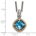 thumbnail image 3 of 925 Sterling Silver Necklace with Pendants Chain Shey Couture 14K Accent 18 Inch Antiqued Cushion Swiss Blue Topaz mm, 3 of 5