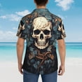 thumbnail image 4 of Fotbe Vintage Leaf Flower Skull Camisa Hawaiana para Hombre Unisex – Camisa Casual de Verano con Botones de Manga Corta de Algodón y Lino,XX-Large, 4 of 7