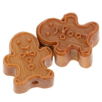 PAMINGONO 2Pcs Beige Wood Gingerbread Man Figurine Miniature for Toy House and Holiday Decor