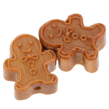 PAMINGONO 2Pcs Beige Wood Gingerbread Man Figurine Miniature for Toy House and Holiday Decor