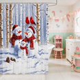 thumbnail image 2 of Manfei Snowman Waterproof Shower Curtain 72Wx72L Snow Bathroom Curtain, Blue White, 2 of 5