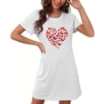 thumbnail image 4 of Camisón corto de talla grande para mujer, camisón de manga corta con estampado de pecho a la moda, camisón para mujer, 4 of 5