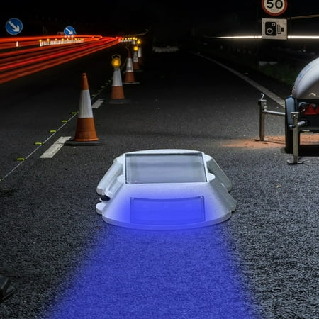 

Gnmfd Solar Road Spike Light Night Lamp with Reflector Smart Charging Flashing and Constantly 2 Lighting Modes（This Model Of The Weil Always-on Mode Light） IP68 W White