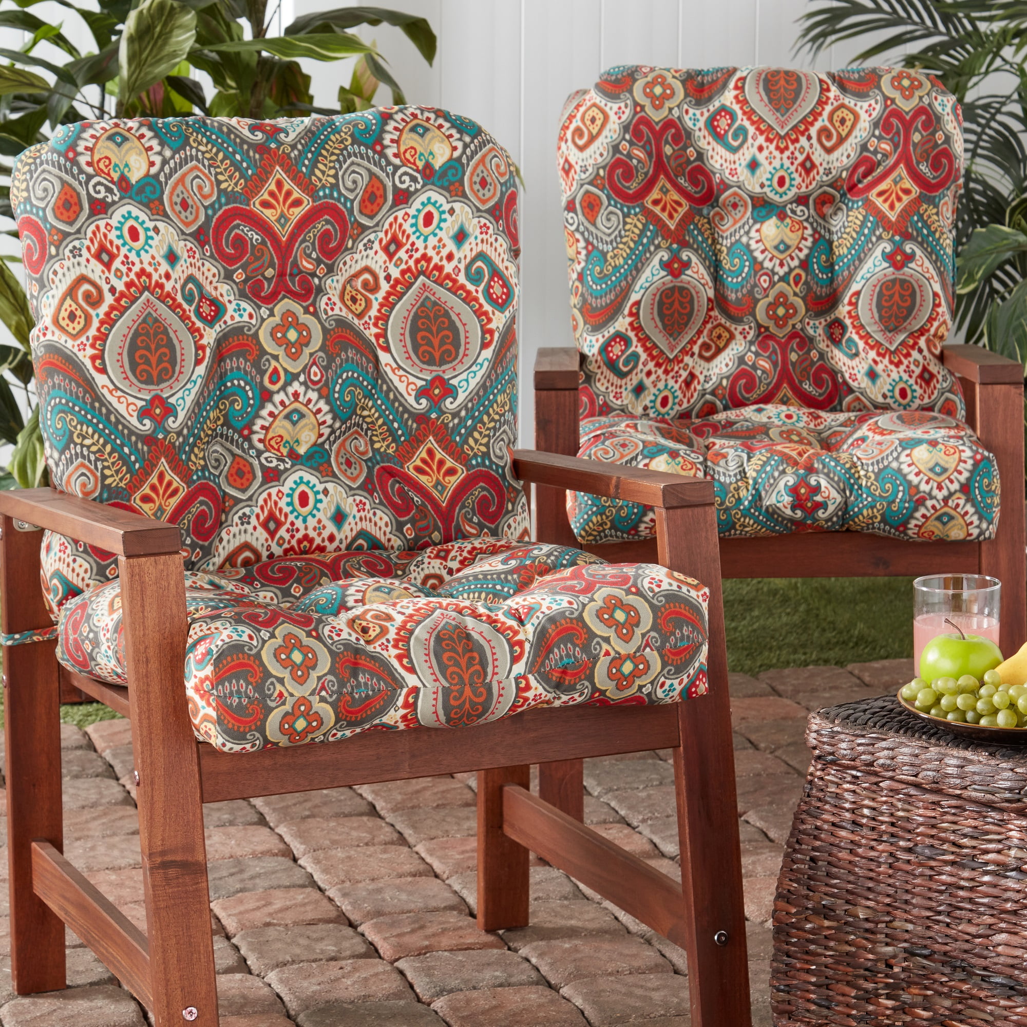 Greendale Home Fashions Outdoor Tufted 42'' x 21'' Chair Cushion, Set of 2, Asbury Park