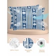 thumbnail image 2 of Navy Blue Striped Coastal Pillow Cases Standard Size Set of 2, Smooth Satin Pillowcase for Hair and Skin, Nautical Beach Starfish Shell Decorative Cooling Bed Pillow Covers with Zipper, 20x26 Inches, 2 of 5