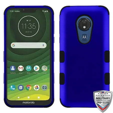 Motorola Moto G7 Power Phone Case Dual Layer [Shock Absorbing] [Military Grade] Heavy Duty Protection Tuff Hybrid Armor PC/TPU Rubber Rugged BLUE Phone Case Cover for Motorola Moto G7