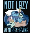thumbnail image 2 of Junior's Lilo & Stitch Not Lazy, Saving Energy Cowl Neck Sweatshirt Black X Large, 2 of 4