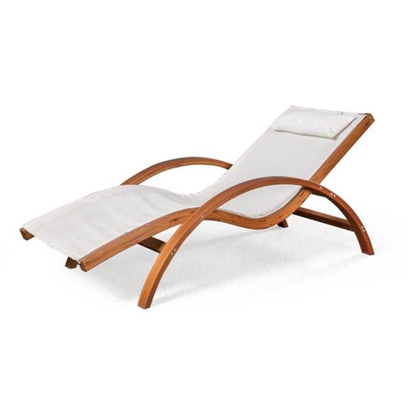 Bentwood Breeze Luxury Lounger with Wood Frame, Champagne