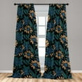 thumbnail image 4 of Ambesonne Boho Floral Curtains, Flowers Vintage Garden, Pair of 28"x63", Sea Blue and Dark Teal, 4 of 5
