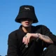 thumbnail image 2 of Sombreros de cubo de doble cara para hombres y mujeres, gorras de sol con letras de grafiti japonés para exteriores, gorras de pescador plegables de ala ancha Unisex, 2 of 5
