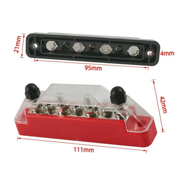 Positive Negative Bus Bar Battery Power Distribution Block 4 x M6 Car
