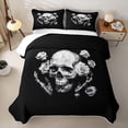 thumbnail image 2 of Homewish Goth Sugar Skull Twin Quilt Set,Romantic Rose Floral Twin Coverlet Set,2-Piece, 2 of 7