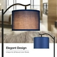 thumbnail image 3 of Montage Mid Century Arched Floor Lamp - Tall Modern Standing Lamp with Blue Linen Shade, E26 Socket, Footswitch for Living Room, Bedrooms, Office, Corner, 3 of 6