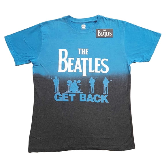 The Beatles T Shirt Get Back Band Logo new Official Mens Blue Dip Dye