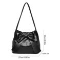 thumbnail image 2 of HUISZJ Bow Shoulder Bag, PU Tote Handbag, Underarm Bag Sling Bag for Work Travel Outdoor (Black), 2 of 7