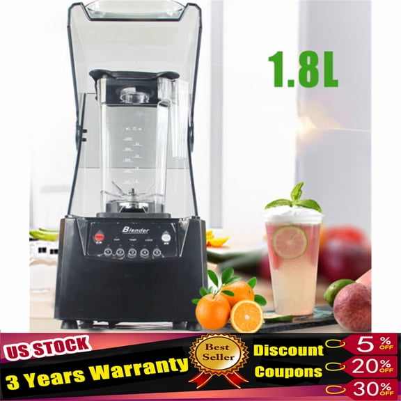 2600W Heavy-duty Commercial Blender With Shield Quiet Sound Enclosure 1.8L 110V