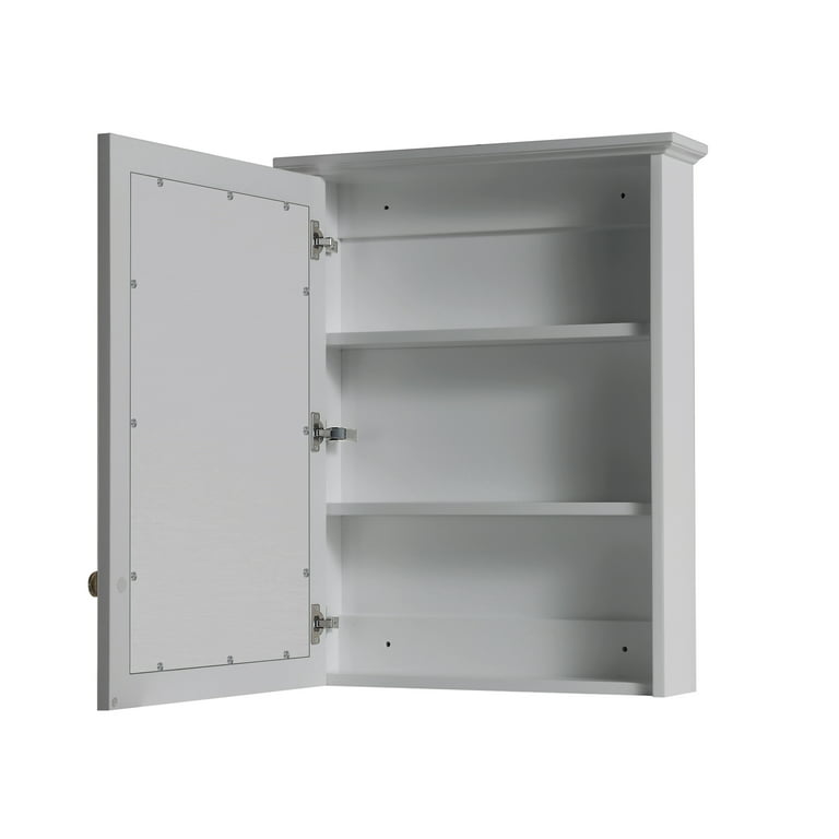 Gray Wooden Medicine Cabinet Organizer Storage Shelf Doors Bathroom Wall  Mount