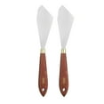 thumbnail image 1 of Uxcell 2 piezas cuchillo de paleta 3.94" x 1.57" acero inoxidable espátula 8.27" mango de madera de haya para acrílico, rojo/plata, 1 of 1
