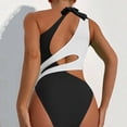 thumbnail image 4 of Sngxgn Women V Neck Swimsuits Tummy Control Ruched Swimwear Halter Bathing Suit(Black,XL), 4 of 4