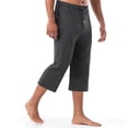 thumbnail image 5 of Men Elastic Drawstring Capri Pajama Pants, Solid Loose Wide Leg Below Knee Loungewear Sleep Bottoms with Front Pocket & Button Fly Size 3XL Dark Gray, 5 of 8
