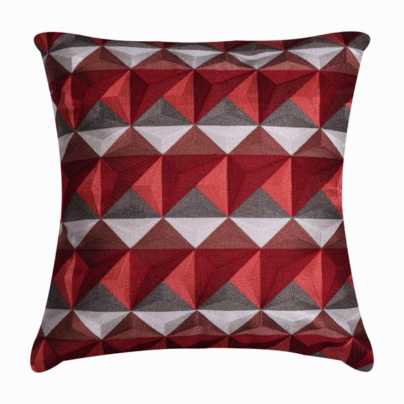 Throw Pillow Covers - 1 Piece Embroidered Decorative Cushion Case for Home Decor Sofa Couch Chair Bed Patio Living Room Bedroom Car Office - Red Gray, 20x20 Inches