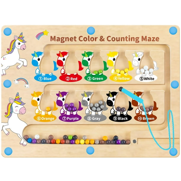Laberinto magnético de colores y números con unicornio HONGID para 2 a 5 años