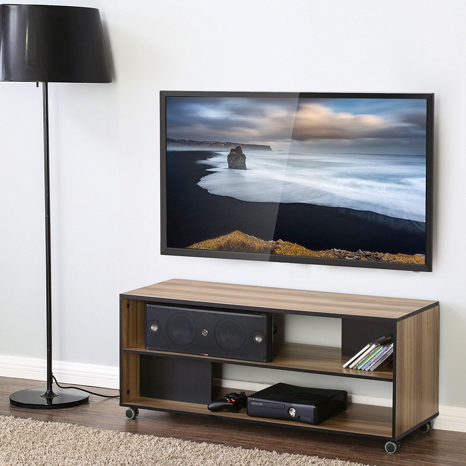 FITUEYES Universal TV Stand with Storage for 3265 inch Tvs BCT308001WBF