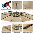 thumbnail image 6 of WDZS 10FT Solar Offset Umbrella with 32 LED Lights Cantilever Hanging Outdoor Umbrellas Handy Crank & Cross Base for Lawn/Deck/Backyard/Pool Tan, 6 of 8