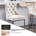 thumbnail image 6 of 25" Counter Height Bar Stools Set of 4, Velvet Counter Stools for Kitchen Island, Tufted High Chair with Backs, Fabric Upholstered Modern Barstools for Pub Cafe, Chromed Metal Legs (Beige, 4Pcs), 6 of 12