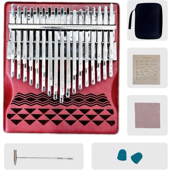 34 Key Kalimba Thumb Piano - Solid Rosewood, Red River Design, Professional Mbira Instrument with Case & Accessories, for Beginners and Pros