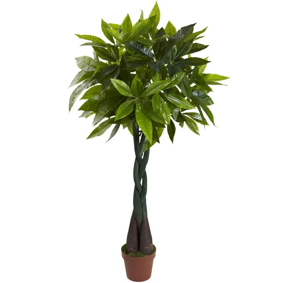 Nearly Natural 4' Money Plant (Real Touch), Green
