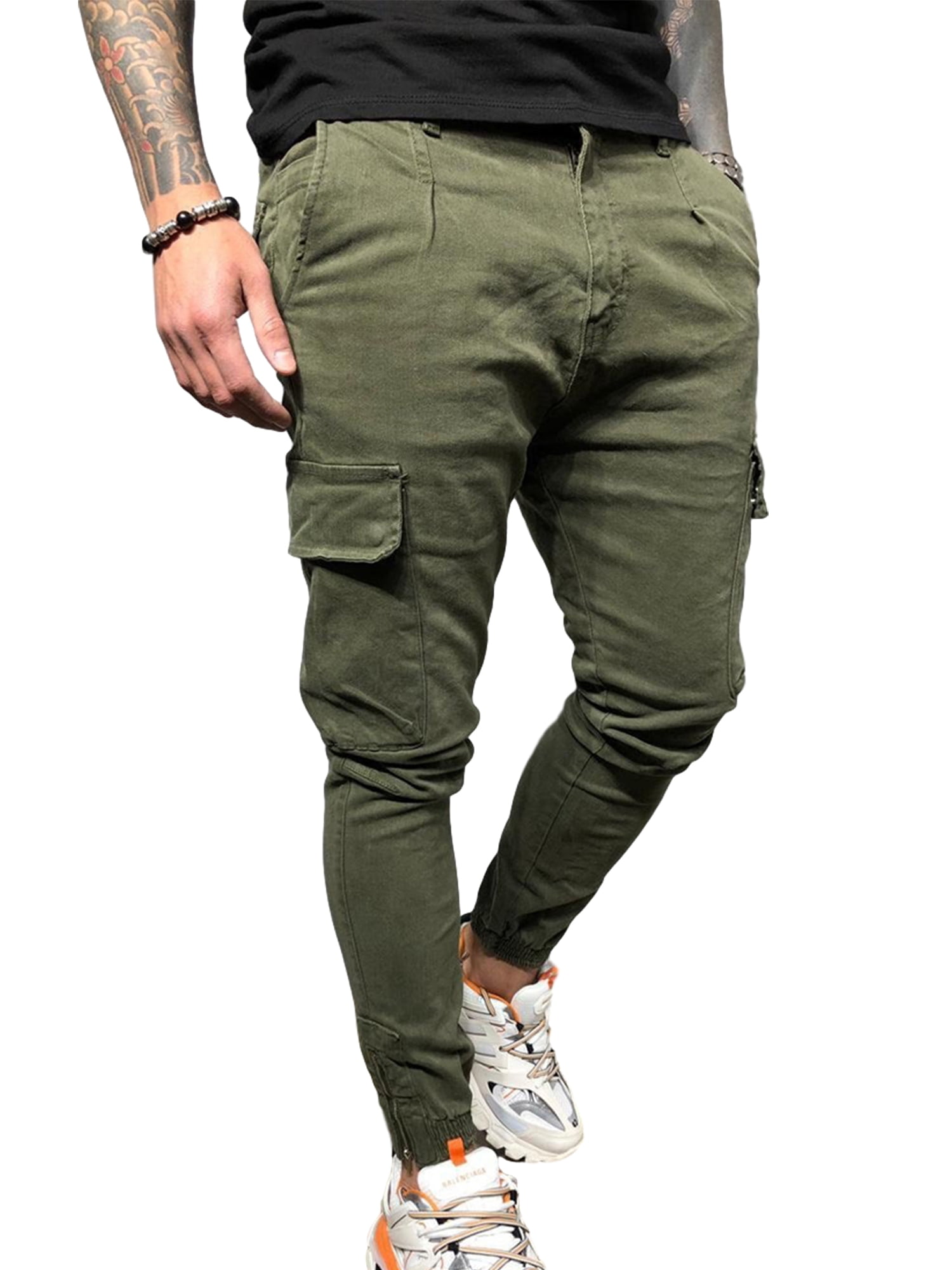 green jogger cargo pants