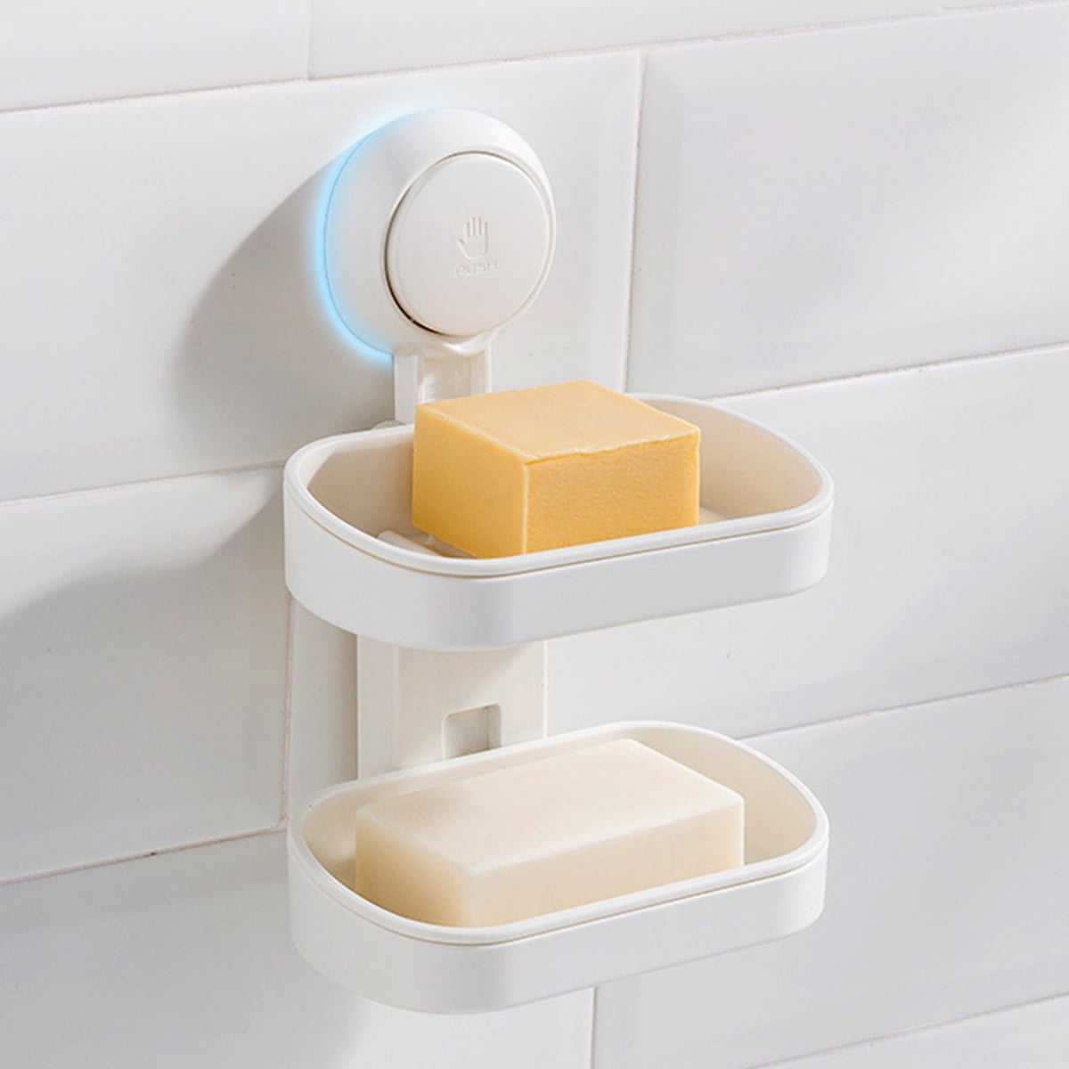 Wall Mounted Stand Soap Dish with Drainer Mouth Plastic Tray for