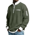 thumbnail image 2 of Dresfit Polo Shirts Men Long Sleeve Textured Waffle Sweater 2026 Spring Knit V Neck Sweatshirt Collared Stand Ribbed Big and Tall Lightweight Sweatshirts Army Green 5XL, 2 of 6
