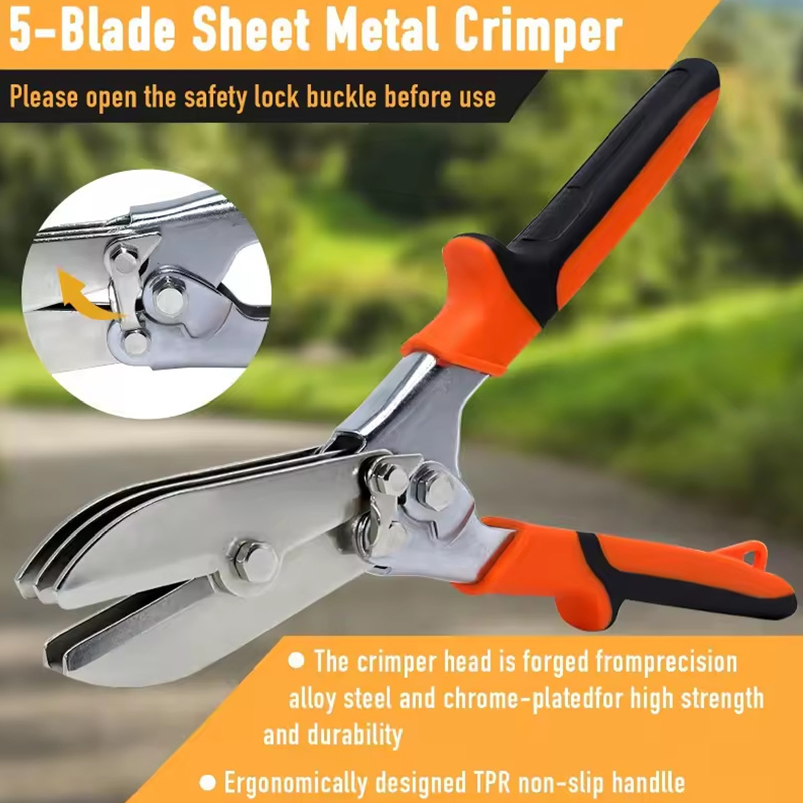 COOLHOOD Metal Sheet Crimping Pliers with Throats 1.7 Inch Capacity Ergonomic Crimping Tool for 24 to 28 Gauges
