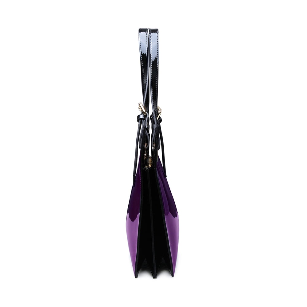 FEIMINA Patent leather Shoulder Bag,Genuine Shiny Large Leather bag,designer handbags luxury,Deep Purple Purse