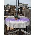 thumbnail image 2 of Outdoor Tablecloth with Umbrella Hole for Patio/Picnic/Party/Camping, Purple Grey Abstract Waterproof Table Cloth Round Cover Washable, Gradient Geometric Graffiti Modern Art (Dia 60"), 2 of 8
