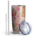 thumbnail image 2 of 20 Oz Golden Retriever with Flowers Coffee Tumbler Double Wall Insulated Stainless Steel Water Bottle | Metal Reusable Thermoses Flask with Cup Cap | Leak & Sweat Proof with Anti-Dust Lid, 2 of 7