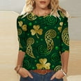thumbnail image 4 of Ounisa Womens 3/4 Sleeve St. Patrick's Day T-Shirts Crew Neck Spring Graphic Tee Tops, 4 of 8