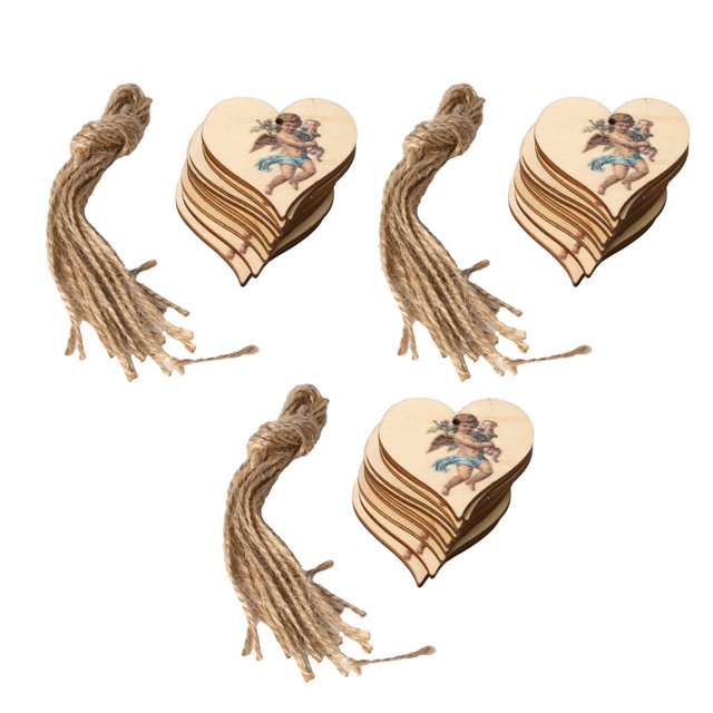 Cateissary Paquete de 30 colgantes de corazones de para manualidades con cordel natural JM01365 Decoración del hogar JM01363 Cateissary HA011941-01