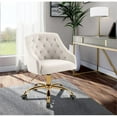 thumbnail image 3 of Meridian Furniture Arden Chaise de Bureau Pivotante Réglable en Velours Crème et Or, 3 of 10