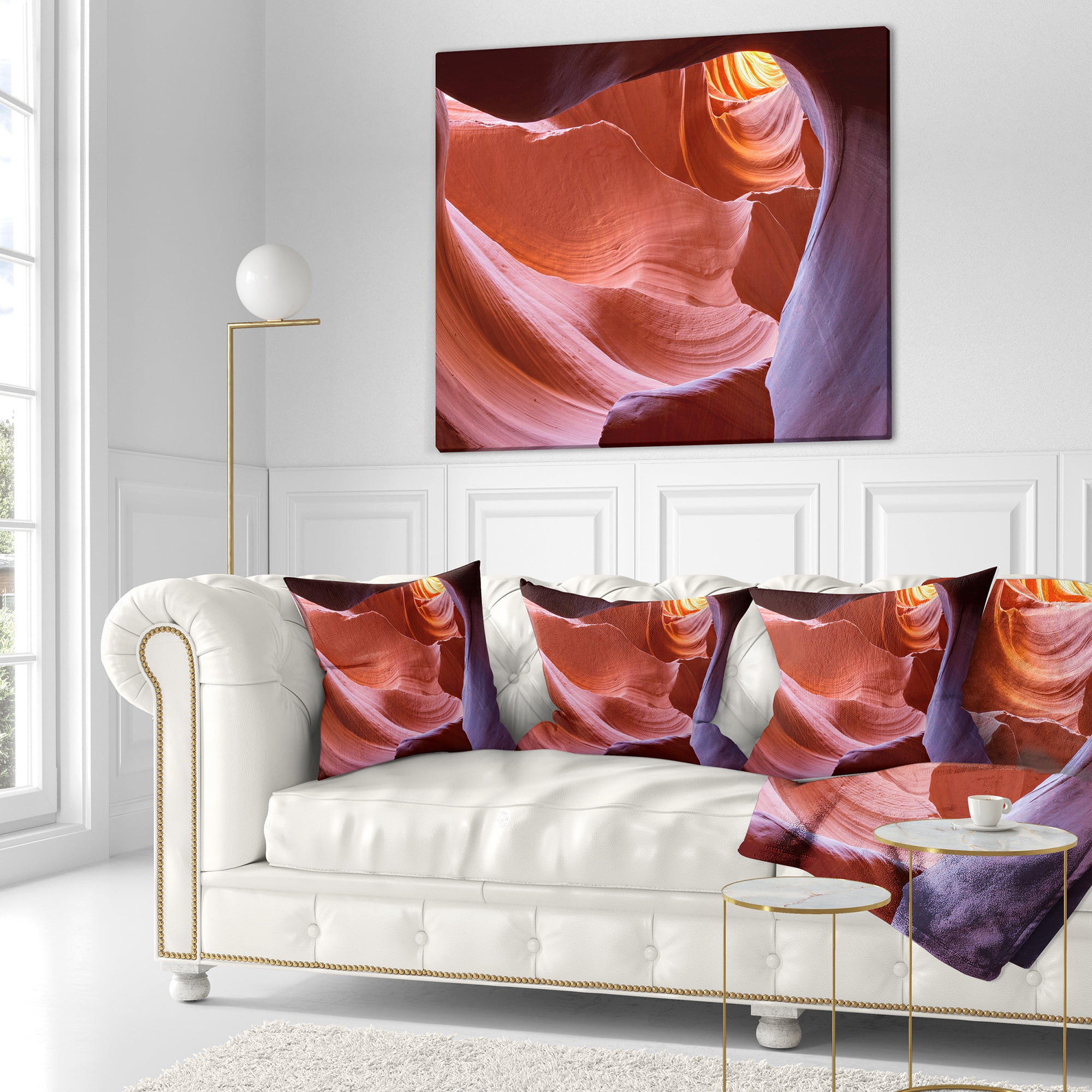 Designart Sandstone Waves in Canyon - Landscape Photography Throw Pillow - 18x18