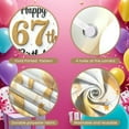 thumbnail image 3 of Glittery Design Happy 67th Birthday Banner Gold Number 67th Birthday Display Colorful Balloons Polka Dot Pattern Birthday Backdrop for 67th Birthday Party Indoor Decoration Photo Shoot, 3 of 8