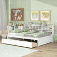 thumbnail image 2 of Full Bed with Side Bookcase, Drawers,White, 2 of 9