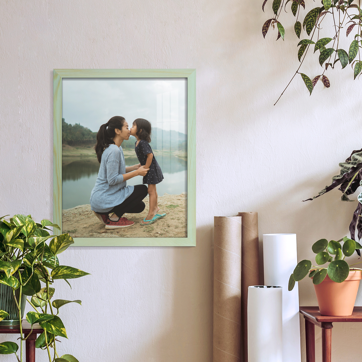 11x14 Wood Grain Picture Frame - Seafoam Green