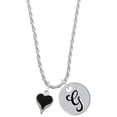 thumbnail image 1 of Delight Jewelry Silvertone Small Long Black Heart Silvertone Script Initial Disc - G - Charm Necklace, 20"+3", 1 of 4