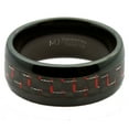 thumbnail image 3 of Metals Jewelry Unisex 8mm Tungsten Carbide Black Plated Red/Black Carbon Fiber Inlay Ring Size 6.5, 3 of 5