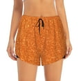 thumbnail image 2 of Sigee Orange Glitter for Women's Athletic Shorts High Waisted Running Shorts Pocket Sporty Short Gym Elastic Workout Shorts, 2 of 9