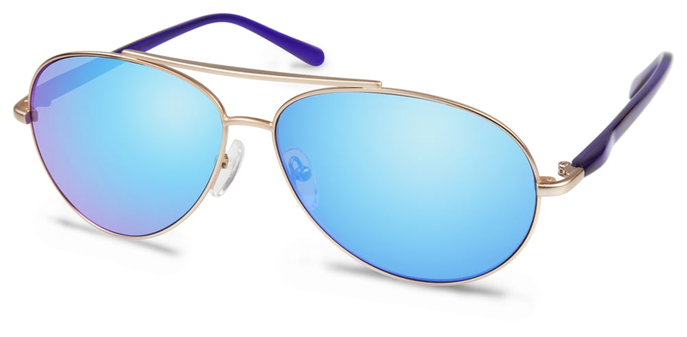 Cynthia Rowley No. 10 Unisex Gold Blue Aviator Sunglasses - Walmart.com